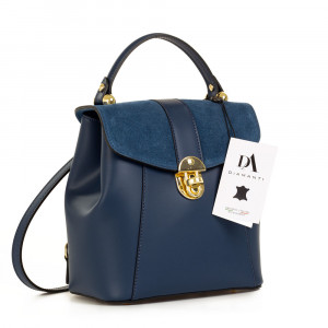 Geanta dama tip rucsac din piele naturala DiAmanti Marco Blu Scuro